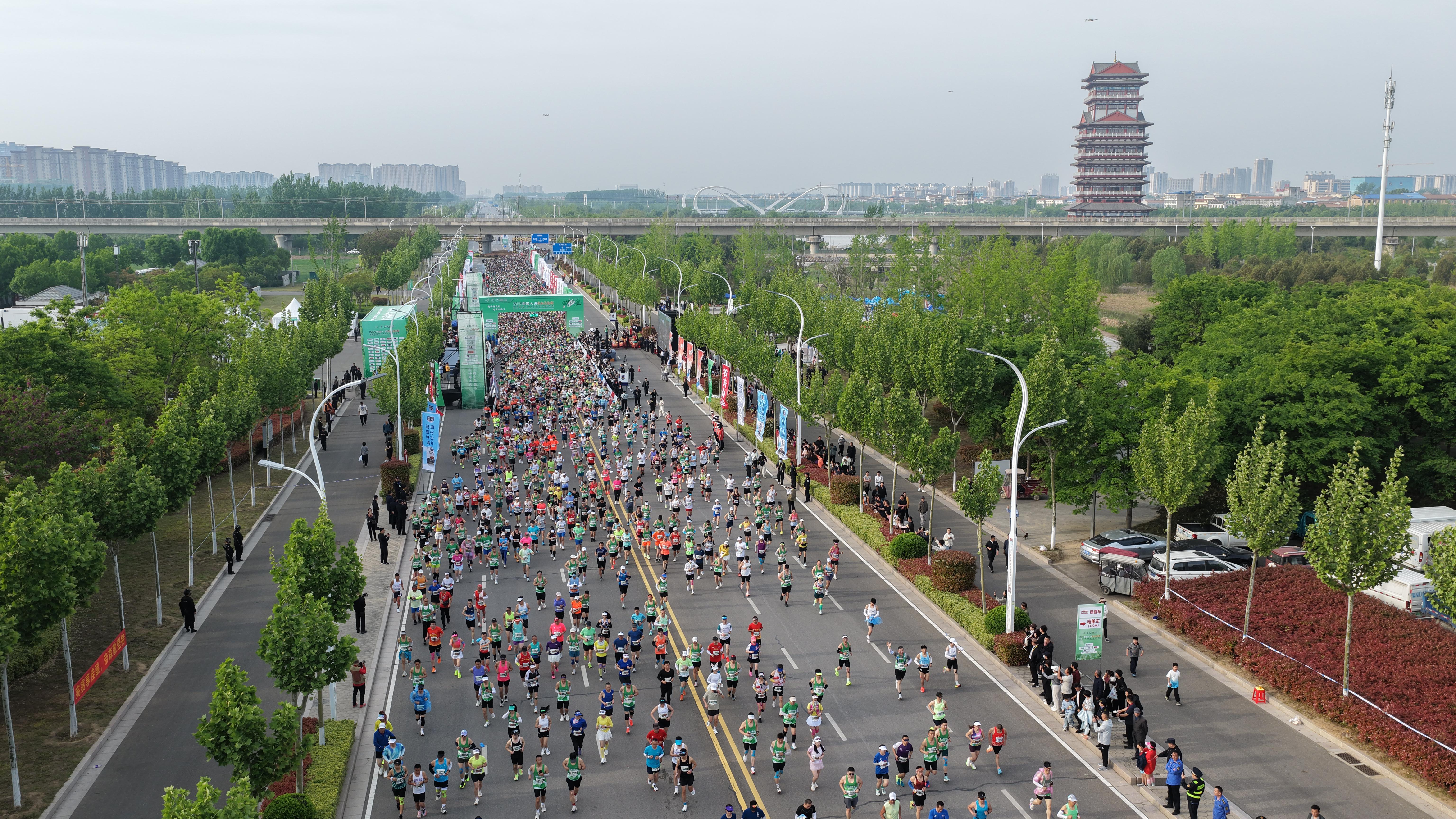 球探-万亩林海藏“神仙赛道”，民权马拉松绘就城市新画卷